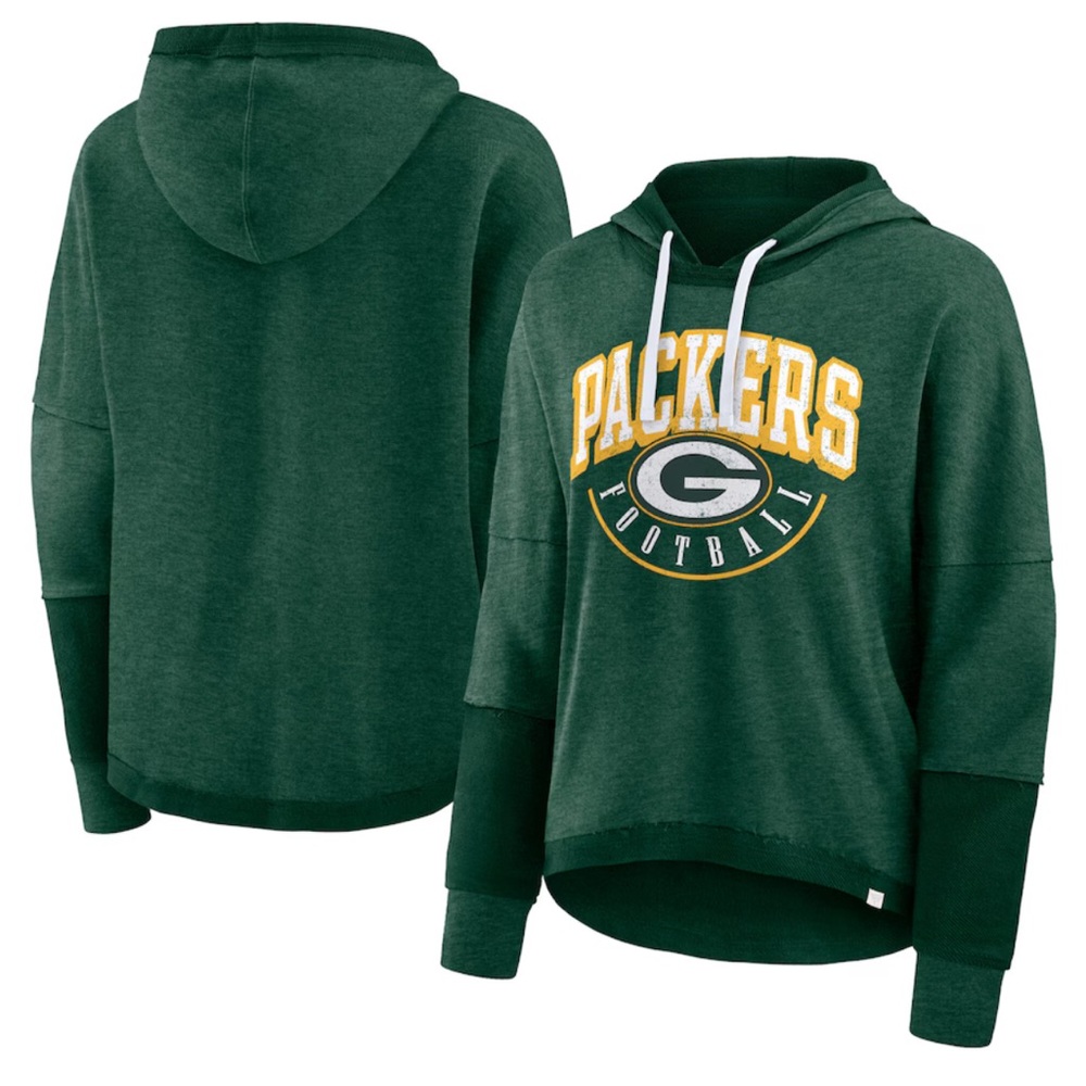 NWT Green Bay Packers Fanatics Lightweight Modest Crop Lounge Helmet Arch Hoodie